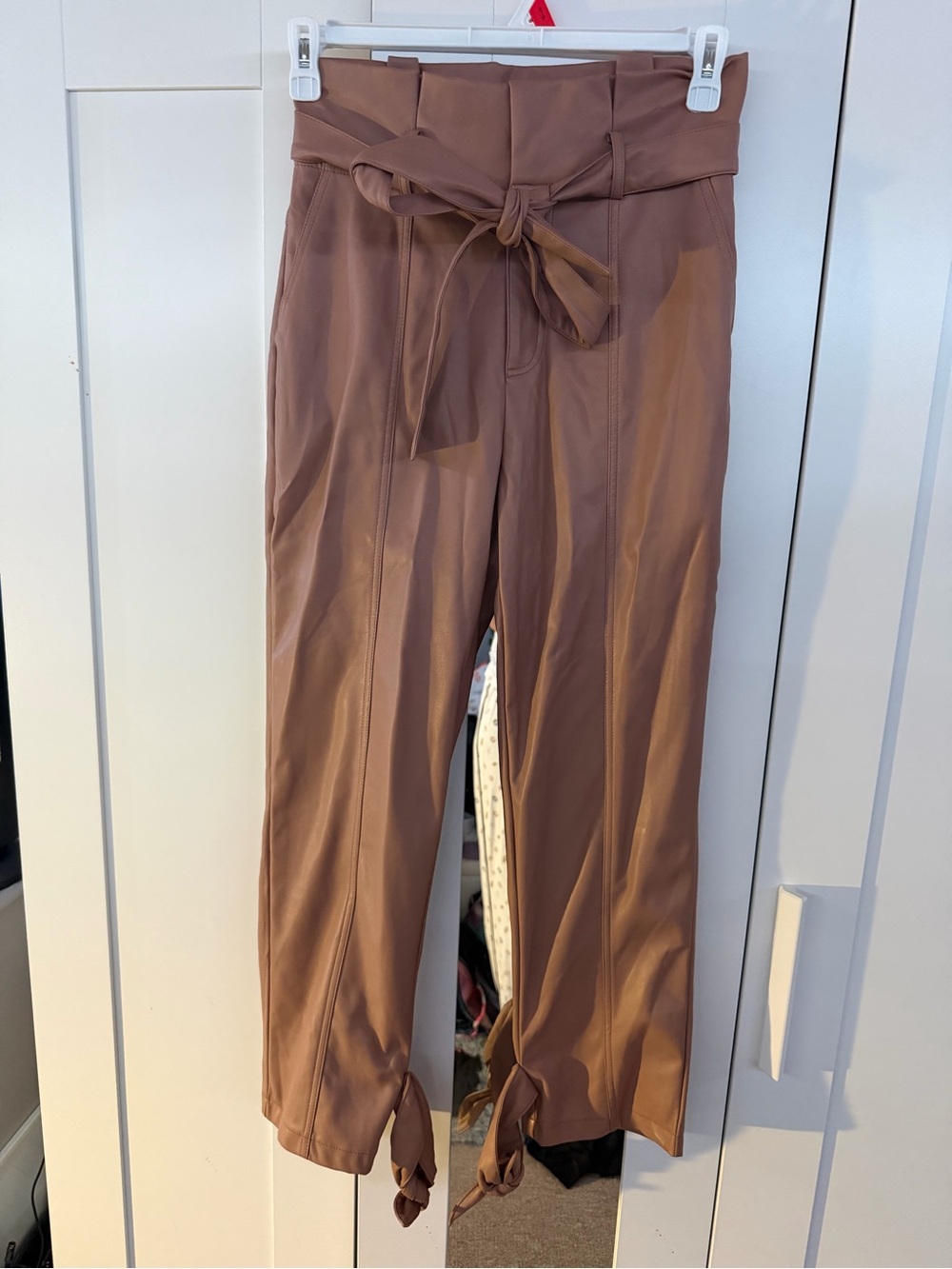 Lucy Paris Women Faux Leather Ankle Tie Pants